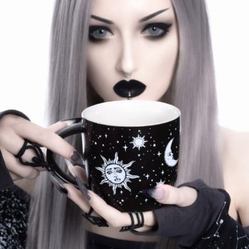 Coffee Mug (Celestial) by Rogue + Wolf Witch Goth Accessories for Women Hocus Pocus Gothic Home Decor Unique Spooky Witchy Gifts Cute Mugs Witchcraft Supplies - 14.2oz / 420ml Porcelain