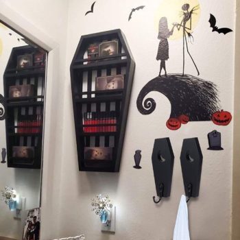 Coffin Key Holder (Pack of 2) Spooky Gothic Decor for Wall - Rustic Black Wooden Hanger Hooks for Keys, Mugs, Purse - Wall Mounted Mini Coffin Hangers Decoration for Moon Shelf, Mirror by Ella & Emma