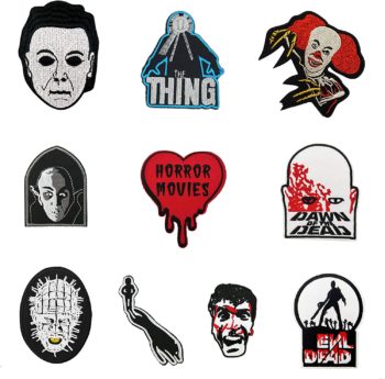 Cute-Patch Horror Movie Halloween Embroidered Iron on Patches Assorted 10 Pieces Set