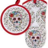 Fiesta Skull & Vine Oven Mitt & Pot Holder, Multi, 2 Piece