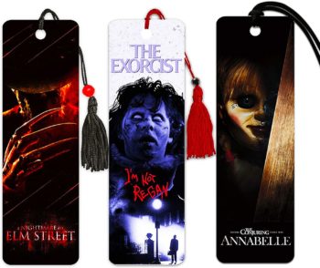 Horror Bookmark Set ~ The Exorcist | Nightmare on Elm Street | Annabelle ~ Classic Horror Movie Merchandise for Men Women Office Supplies