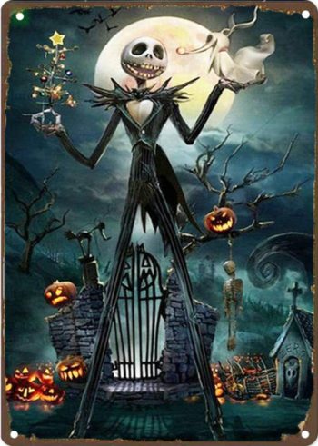 Jack Skellington The Nightmare Before Christmas Metal Tin Sign 8x12 inch Cartoon Horror Movie Metal Plate Vintage Retro Tin Sign