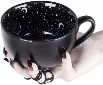 Midnight Coffee Large Mug in Gift Box By Rogue + Wolf Cute Mugs For Women Unique Summer Halloween Spooky Witch Gifts Novelty Tea Cup Goth Decor - 17.6oz 500ml Porcelain (Midnight)