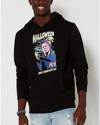 Neon Michael Myers Print Hoodie - Halloween