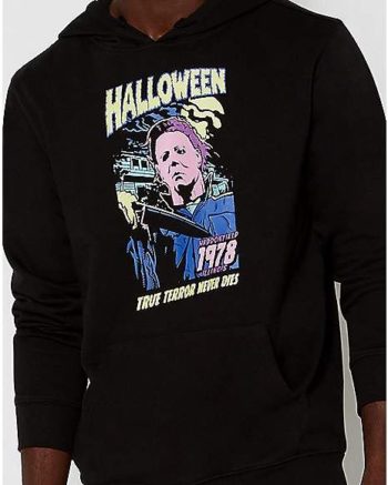 Neon Michael Myers Print Hoodie - Halloween