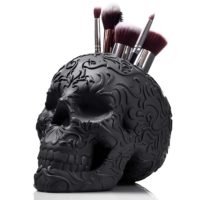 Skull Makeup Brush Holder, Pen Holder, Vanity, Desk, Office Organizer, Stationary, Decor Planter by Wicked Vanity Beauty