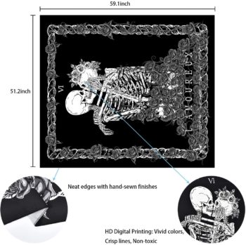 Skull Tapestry The Kissing Lovers Tapestry Black Tarot Tapestry Human Skeleton Tapestry for Room