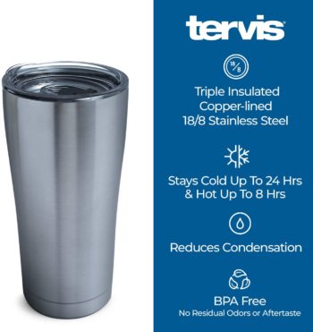 Tervis Fiesta-Skull and Flowers Stainless Steel Insulated Tumbler with Clear and Black Hammer Lid, 20oz, Silver