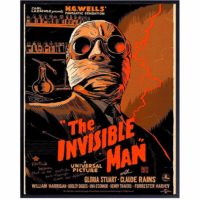 The Invisible Man - 8x10 Vintage Hollywood Horror Movie Poster Wall Art Print - Creepy Classic Scary Movie Home Decor Picture for Man Cave, Boys Bedroom, Teens Room - Gift for Men