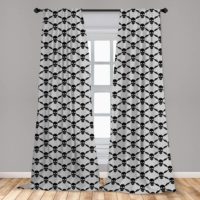 Ambesonne Gothic Window Curtains, Halloween Horror Theme Spooky Black Skulls Checkered Pattern with Skeleton Bones, Lightweight Decorative Panels Set of 2 with Rod Pocket, 56" x 84", Grey Black