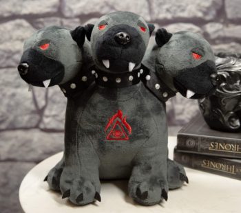 Ebros Gift Mythical Greek Legend Underworld Hades Hydra Hound Dogs Cerberus Luxe Soft Plush Toy Doll 9" Tall Collectible Olympian Gods Three Headed Guardian Dog Dolls Plushes Toys