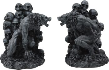 Ebros Gothic Notre Dame Dark Knights Growling Werewolves Bookends Figurine Set 6.25" Tall As Timberwolf or Wolves or Wolf Decor for Library Study Book Shelves Fantasy Themed Sculpture