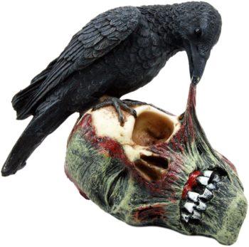 Ebros T Virus Infected Raven Crow Feeding on Zombie Flesh Decorative Figurine 4.25"H As Doomsday Apocalypse Dead Walking Collectible Statue Gothic Halloween Prop Sculpture Gift Ideas For Zombie Fans