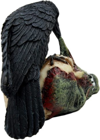 Ebros T Virus Infected Raven Crow Feeding on Zombie Flesh Decorative Figurine 4.25"H As Doomsday Apocalypse Dead Walking Collectible Statue Gothic Halloween Prop Sculpture Gift Ideas For Zombie Fans