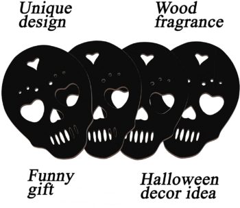 Marolen Black Skull Wooden Coasters - This Spooky Gothic Decor Includes 4 Sugar Skull Coasters - Great Gift for Witchy Home Decor Lovers