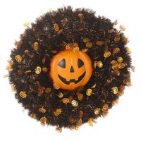 18in Tinsel Pumpkin Halloween Wreath