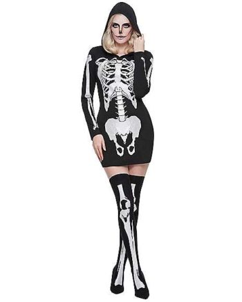 Adult Hooded Holographic Skeleton Costume