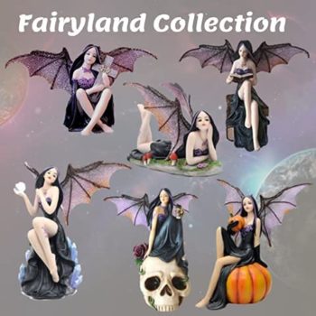 Comfy Hour Fairyland Collection 6” Dark Fairy Witch Holding A Pumpkin Sits On Pumpkin, Polyresin Figurine, Halloween Theme Gift, Home Decoration and Collectibles