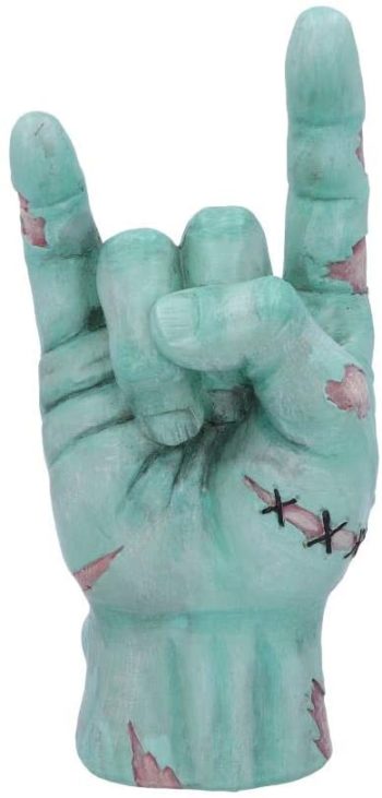 Nemesis Now Franken Rock Frankenstein Heavy Metal Horns Figurine, Polyresin, Green, One Size