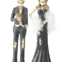 Resin Skeleton Man and Lady Tapered Candlesticks