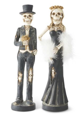 Resin Skeleton Man and Lady Tapered Candlesticks