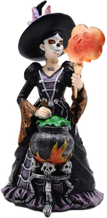 Comfy Hour Fairyland Collection 8", Witch from The Day of The Dead, La Calavera Catrina, Día de Muertos, Halloween Figurine, Polyresin