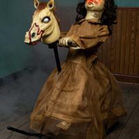 3.5 ft. Animated Rocking Horse with Light up Talking Doll Prop