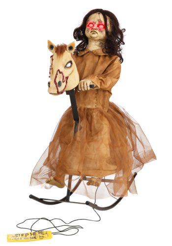 3.5 ft. Animated Rocking Horse with Light up Talking Doll Prop