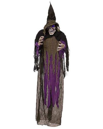 5 ft Light Up Hanging Skull Witch - Decorations