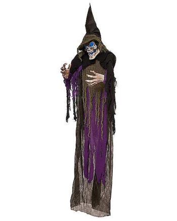 5 ft Light Up Hanging Skull Witch - Decorations