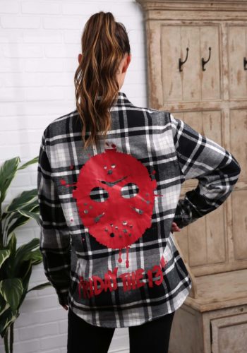 Cakeworthy Friday the 13th Flannel Long Sleeve Shirt for Adults