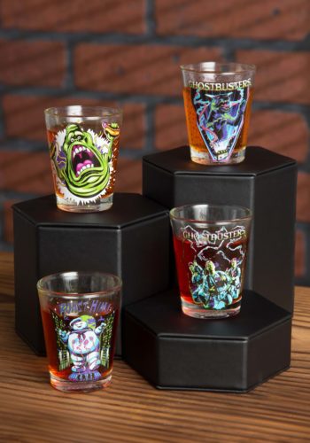 Ghostbusters Neon 4pc Clear Glass Shot Glass Set