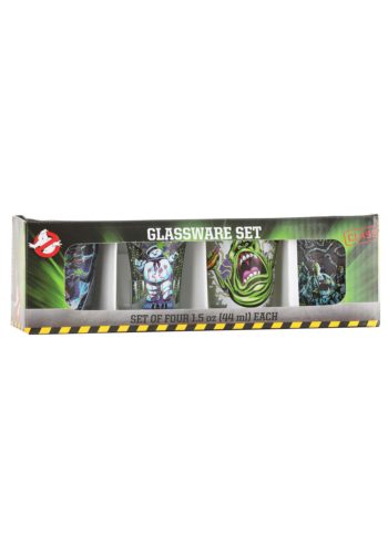 Ghostbusters Neon 4pc Clear Glass Shot Glass Set