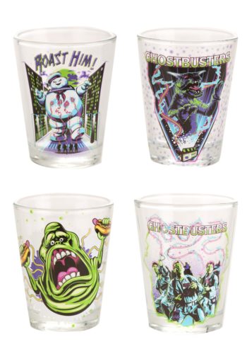 Ghostbusters Neon 4pc Clear Glass Shot Glass Set