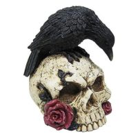 Gothic Noir Raven Skull Table Topper