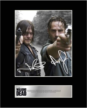 iconic pics Norman Reedus, Daryl Dixon and Andrew Lincoln, Rick Grimes Signed Mounted Photo Display Walking Dead