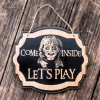 Come In Let's Play - Black Door Sign