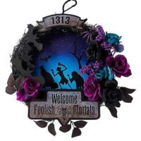 Light-Up Welcome Foolish Mortals Wreath - The Haunted Mansion
