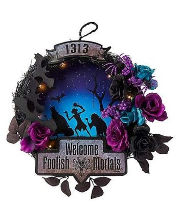 Light-Up Welcome Foolish Mortals Wreath - The Haunted Mansion