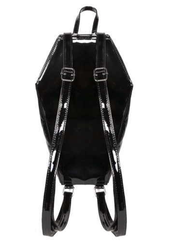 Black Bat Studded Quilted Patent Coffin Backpack