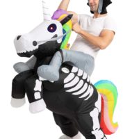 Inflatable Riding-A-Skeleton Unicorn Costume for Adults