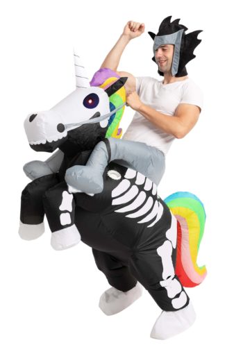 Inflatable Riding-A-Skeleton Unicorn Costume for Adults