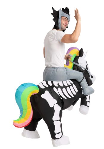 Inflatable Riding-A-Skeleton Unicorn Costume for Adults