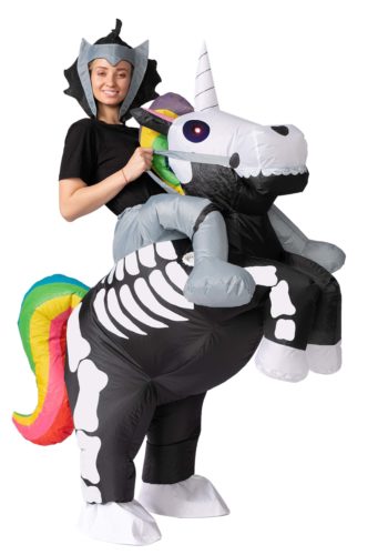 Inflatable Riding-A-Skeleton Unicorn Costume for Adults