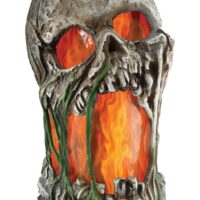 Light Up Flaming Rotted Skull 12" Prop