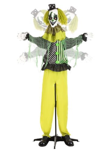 5.5ft Green Animated Clown Halloween Prop