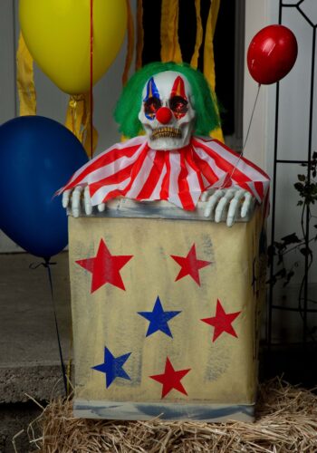 Animated Evil Clown in Box Halloween Prop