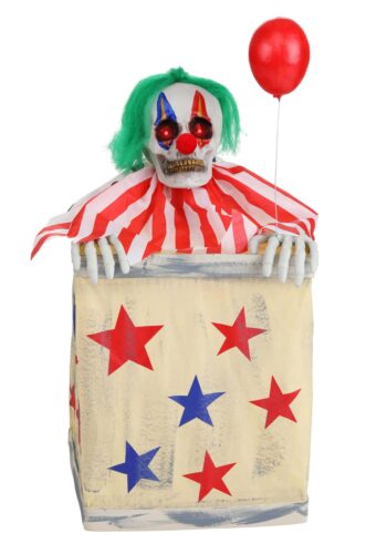 Animated Evil Clown in Box Halloween Prop