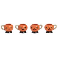 Set of 4 Johanna Parker Jack-O-Lantern Ceramic Mugs