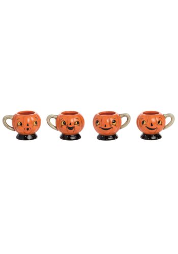 Set of 4 Johanna Parker Jack-O-Lantern Ceramic Mugs